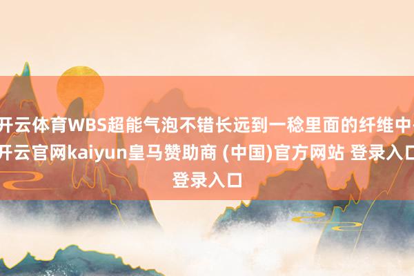 开云体育WBS超能气泡不错长远到一稔里面的纤维中-开云官网kaiyun皇马赞助商 (中国)官方网站 登录入口